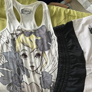 Disney Tinker Bell tank top, medium width size large short shorts